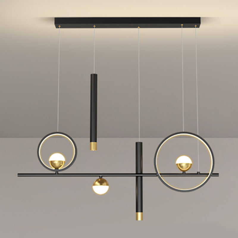 Iluminación colgante lineal luces colgantes contemporáneas para isla de cocina con sombra de metal