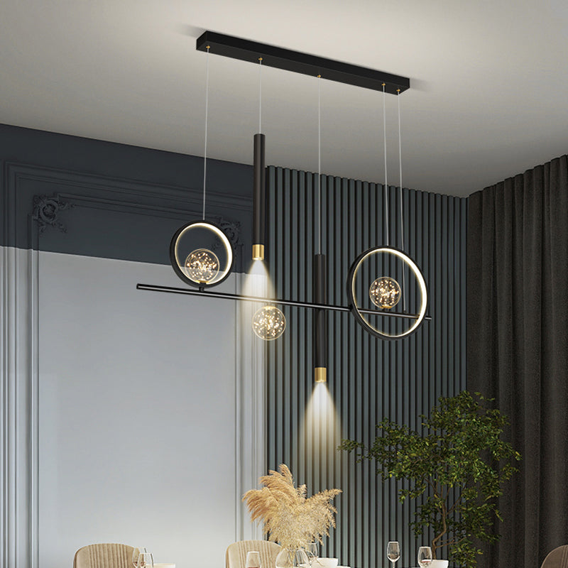 Iluminación colgante lineal luces colgantes contemporáneas para isla de cocina con sombra de metal