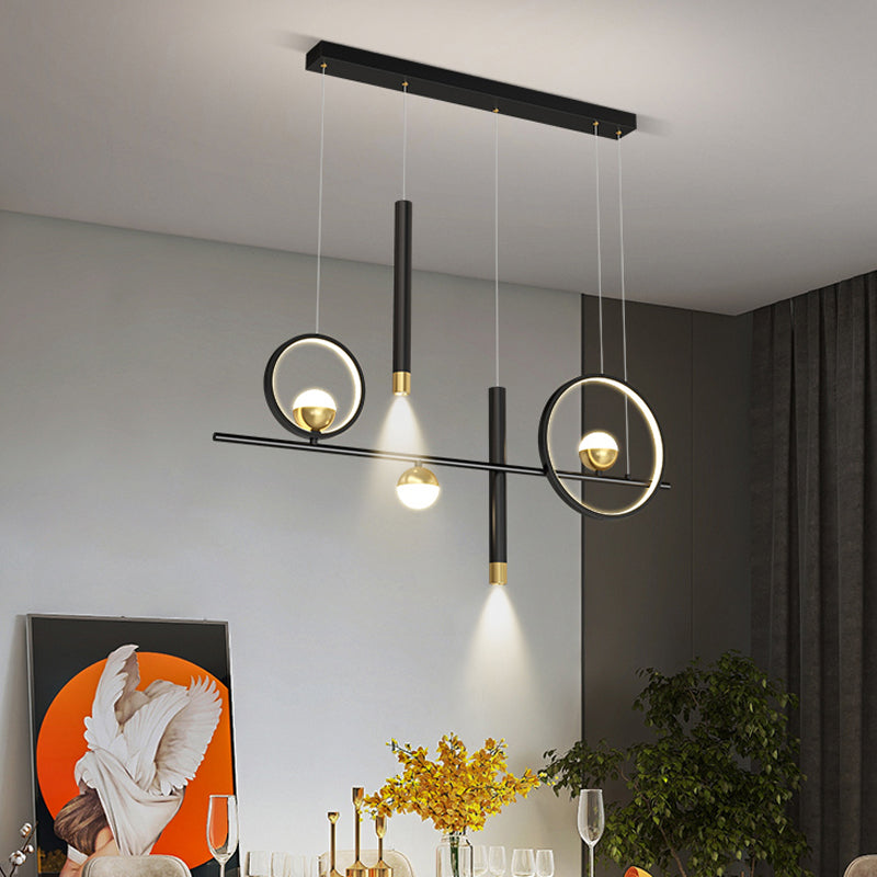 Iluminación colgante lineal luces colgantes contemporáneas para isla de cocina con sombra de metal