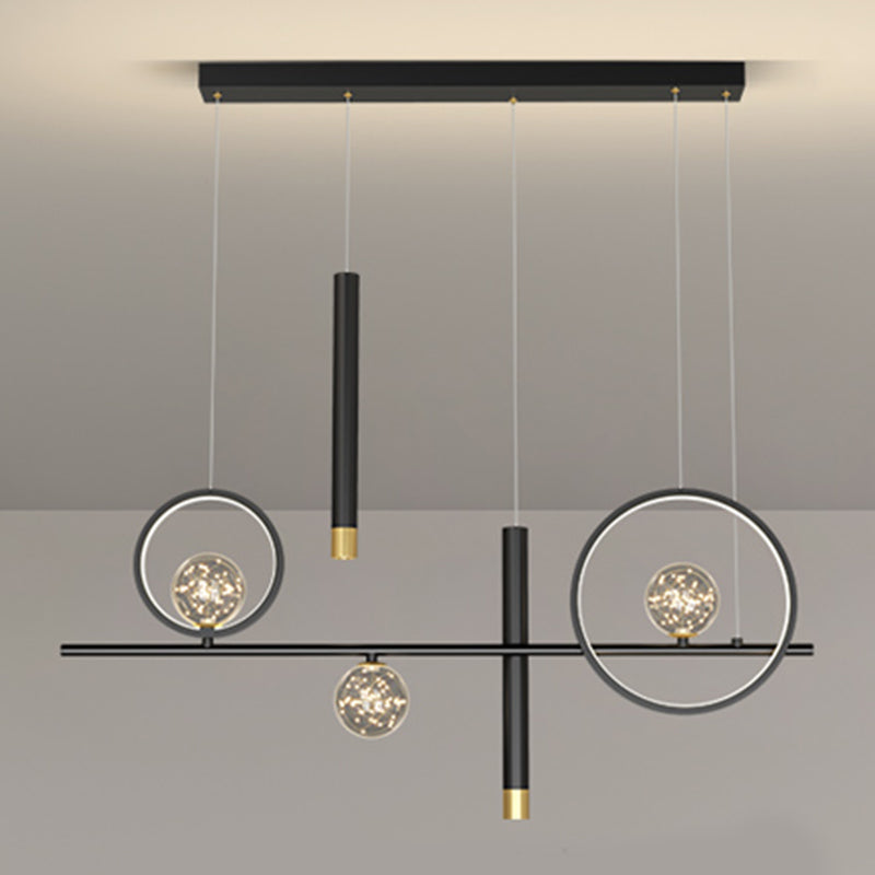 Iluminación colgante lineal luces colgantes contemporáneas para isla de cocina con sombra de metal