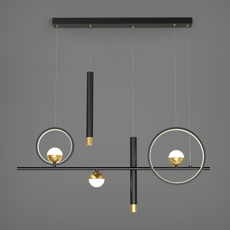Iluminación colgante lineal luces colgantes contemporáneas para isla de cocina con sombra de metal