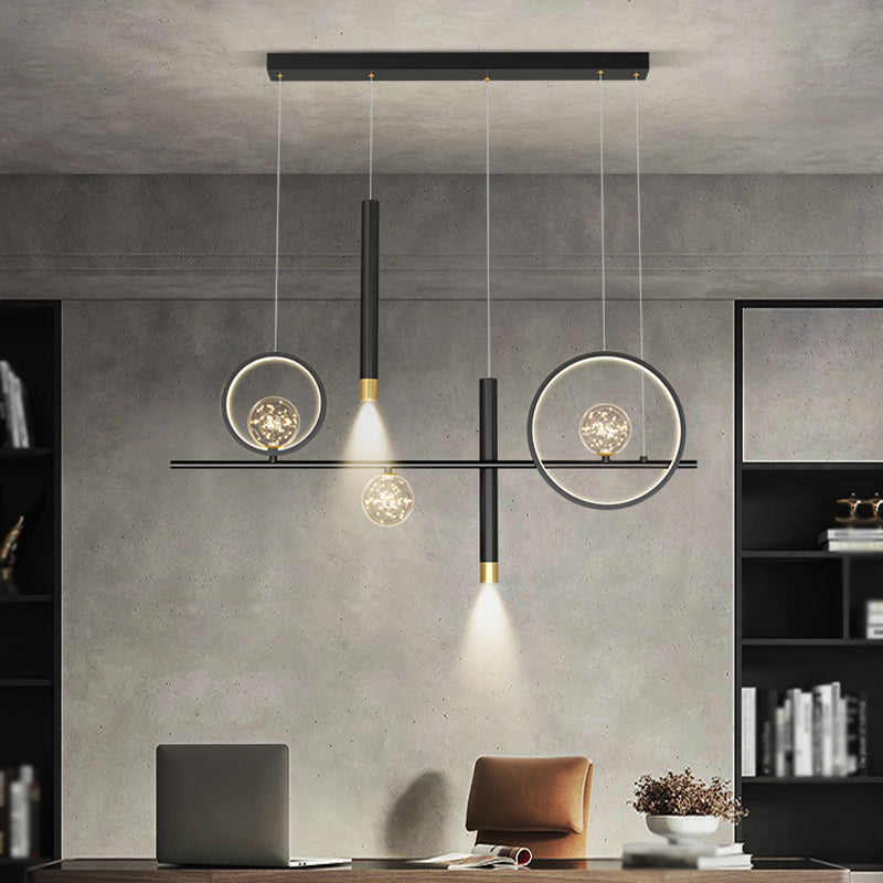 Iluminación colgante lineal luces colgantes contemporáneas para isla de cocina con sombra de metal