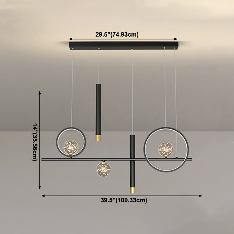 Iluminación colgante lineal luces colgantes contemporáneas para isla de cocina con sombra de metal