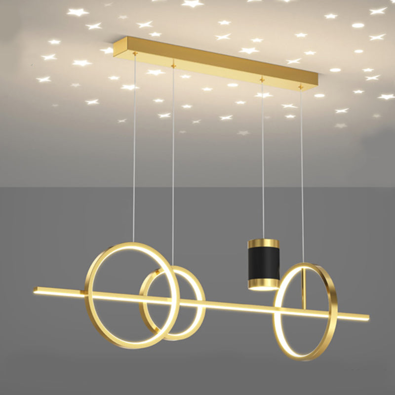 5 Light Cylinder Island Lighting Fixtures Contemporary Metal Chandelier Light