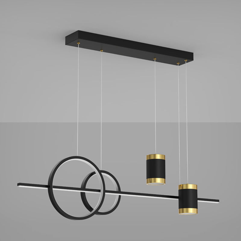 5 Light Cylinder Island Lighting Fixtures Contemporary Metal Chandelier Light