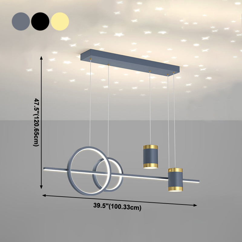 5 Light Cylinder Island Lighting Fixtures Contemporary Metal Chandelier Light