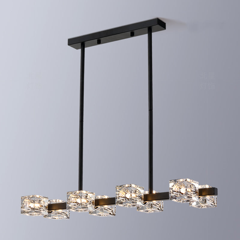 Würfelförmige Inselbeleuchtung zeitgenössische Kristallkronleuchterlicht