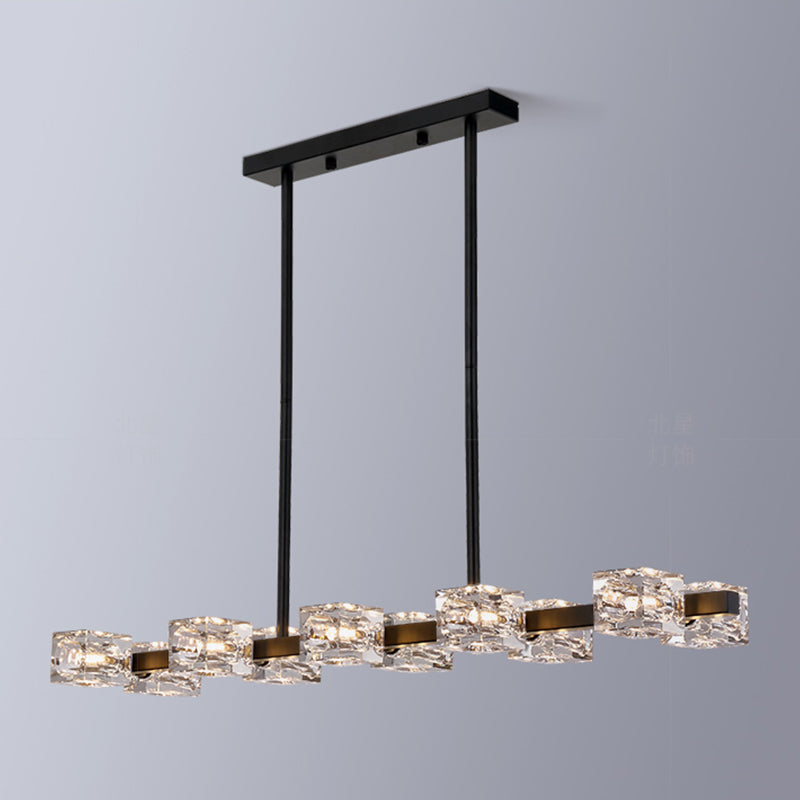 Würfelförmige Inselbeleuchtung zeitgenössische Kristallkronleuchterlicht