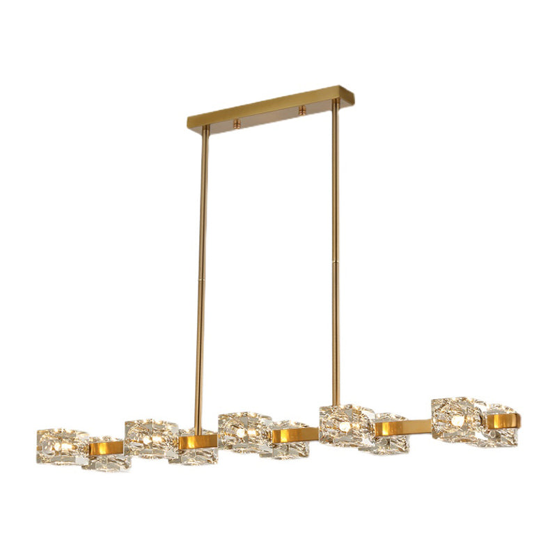 Würfelförmige Inselbeleuchtung zeitgenössische Kristallkronleuchterlicht