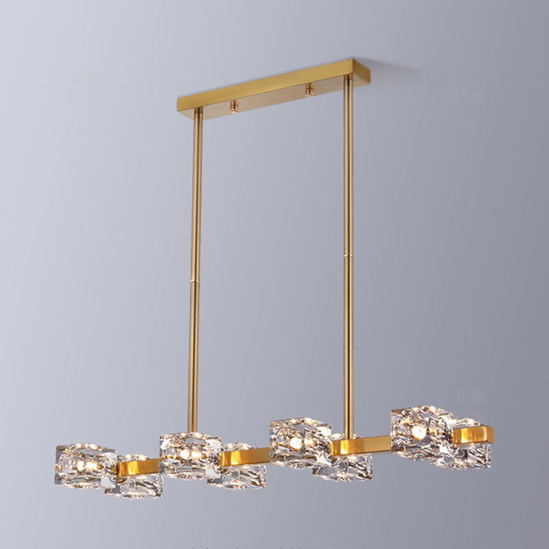 Würfelförmige Inselbeleuchtung zeitgenössische Kristallkronleuchterlicht