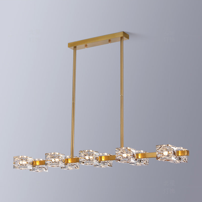 Würfelförmige Inselbeleuchtung zeitgenössische Kristallkronleuchterlicht