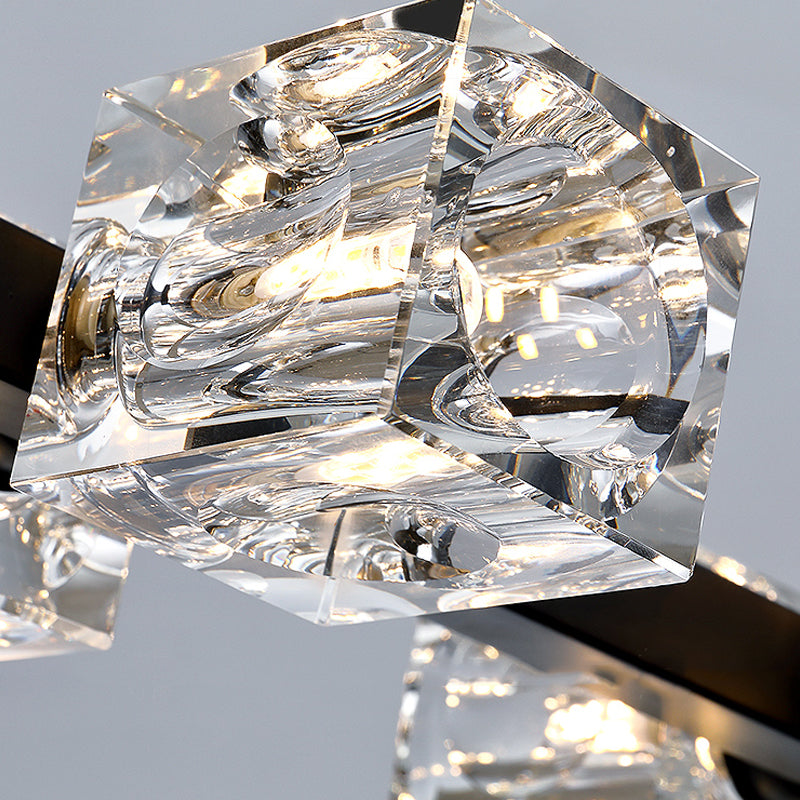 Würfelförmige Inselbeleuchtung zeitgenössische Kristallkronleuchterlicht