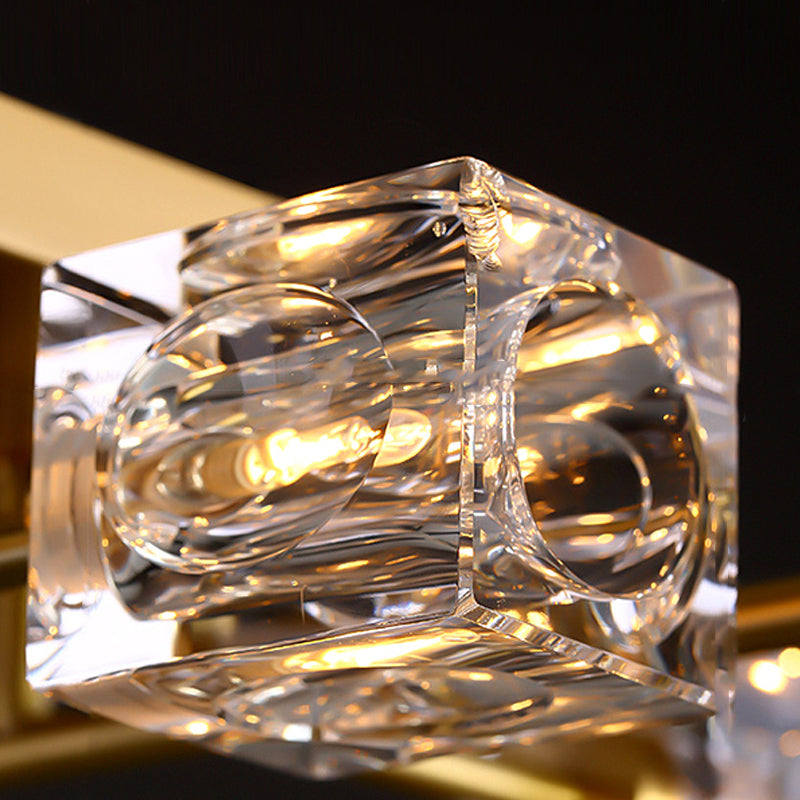 Würfelförmige Inselbeleuchtung zeitgenössische Kristallkronleuchterlicht