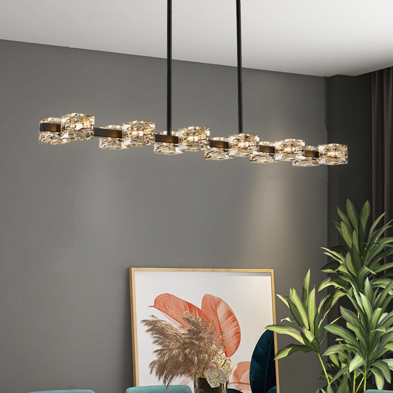 Würfelförmige Inselbeleuchtung zeitgenössische Kristallkronleuchterlicht