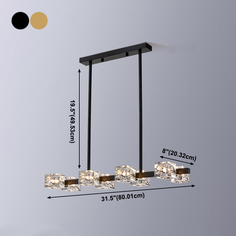Würfelförmige Inselbeleuchtung zeitgenössische Kristallkronleuchterlicht