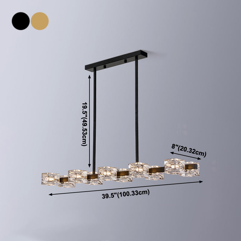 Würfelförmige Inselbeleuchtung zeitgenössische Kristallkronleuchterlicht