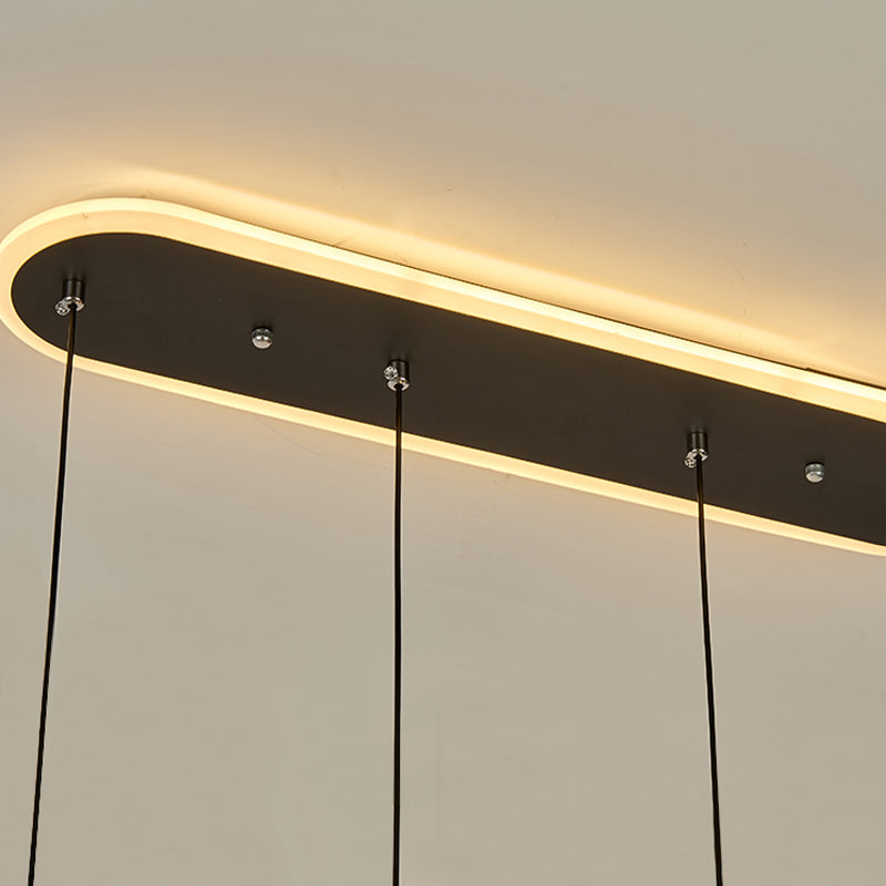 Luminaires d'éclairage de l'île géométrique Lumière de lustre en cristal contemporain en noir