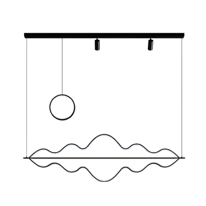 4 Light Linear Island Lighting Fixtures Contemporary Metal Island Light Fixtures in Black