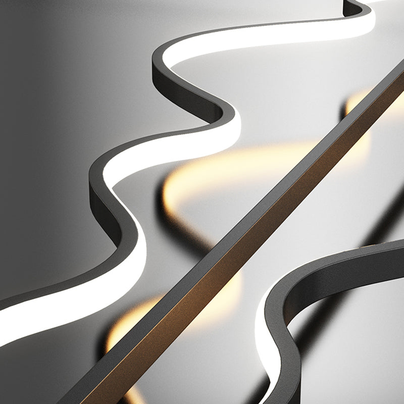 4 Light Linear Island Lighting Fixtures Contemporary Metal Island Light Fixtures in Black