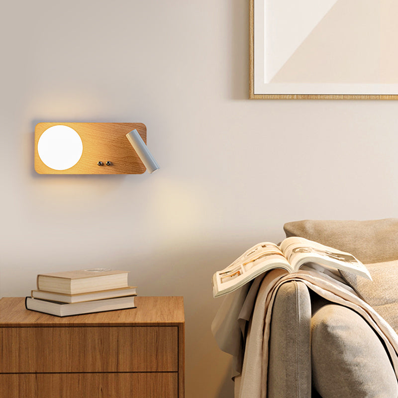 2 Lights Geometric Wall Light Modern Style Wood Wall Mount Light Fixture