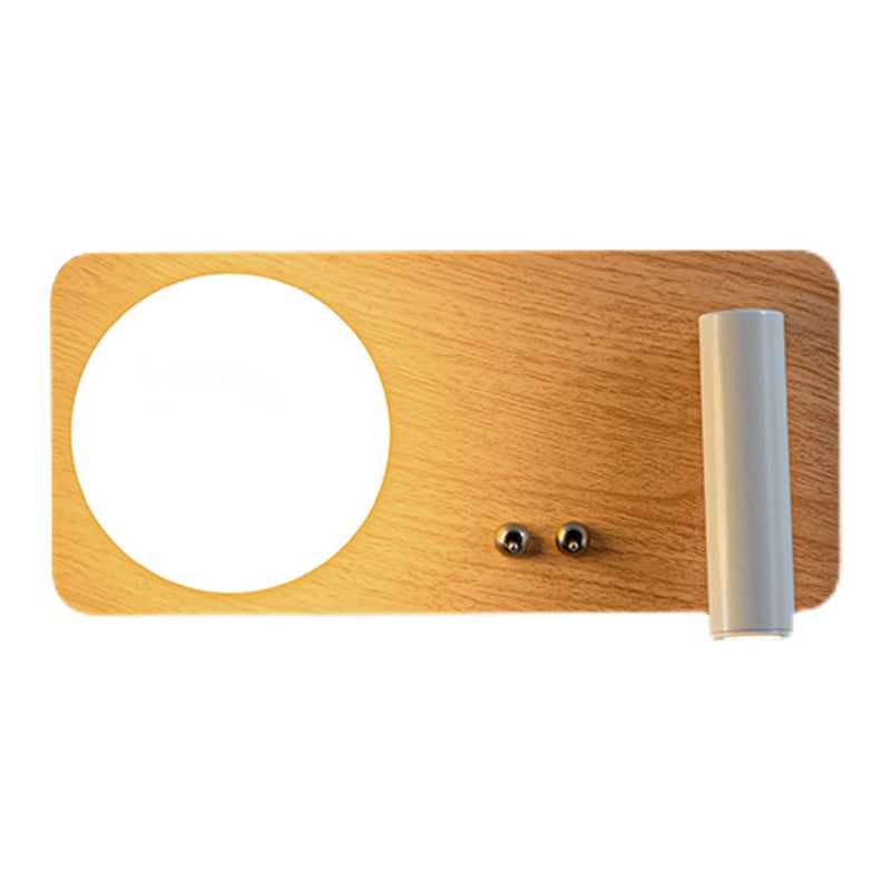 2 Lights Geometric Wall Light Modern Style Wood Wall Mount Light Fixture