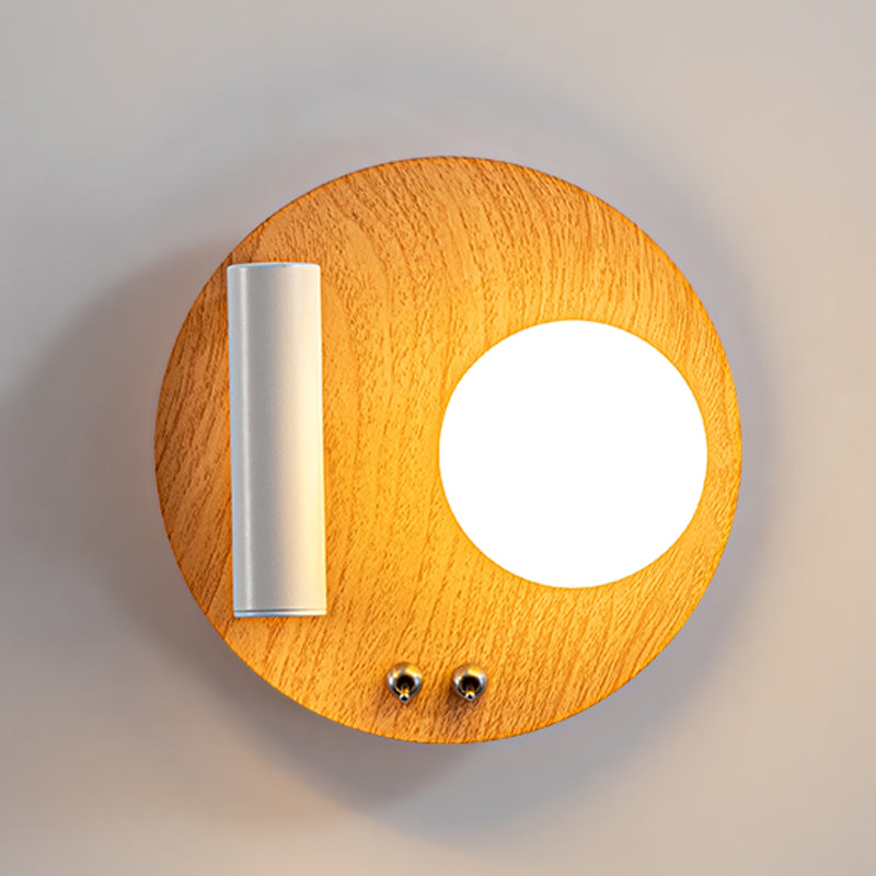 2 Lights Geometric Wall Light Modern Style Wood Wall Mount Light Fixture