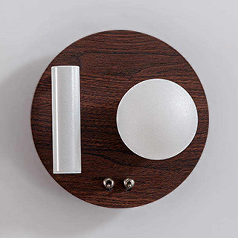 2 Lights Geometric Wall Light Modern Style Wood Wall Mount Light Fixture