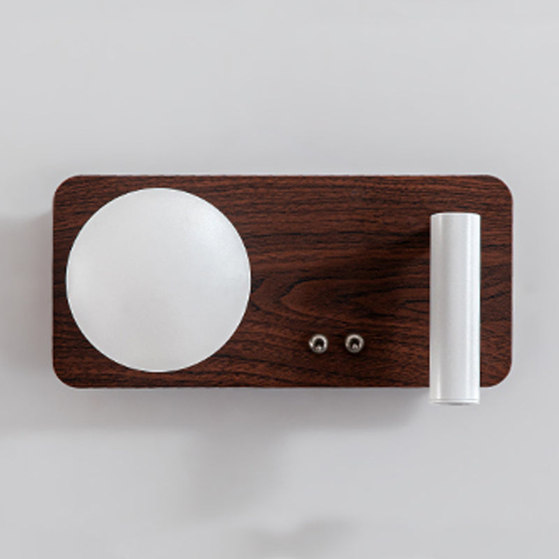 2 Lights Geometric Wall Light Modern Style Wood Wall Mount Light Fixture