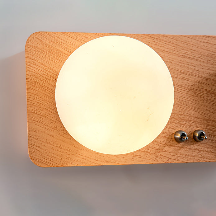 2 Lights Geometric Wall Light Modern Style Wood Wall Mount Light Fixture