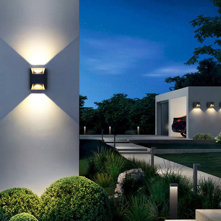 Iluminación de pared de 2 luces de metal de forma geométrica de estilo geométrico montado en negro