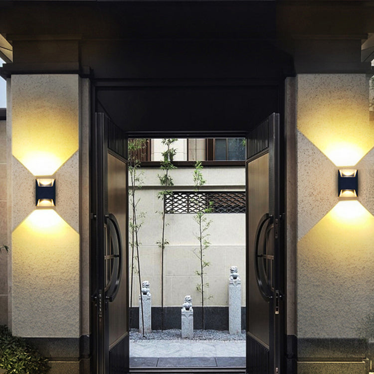 Iluminación de pared de 2 luces de metal de forma geométrica de estilo geométrico montado en negro