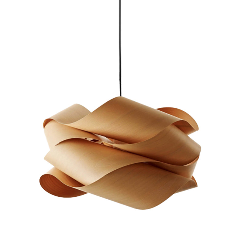 Wood Unique Shape Hanging Lights Modern Style 1 Head Hanging Mount Fixture for Restaurant
