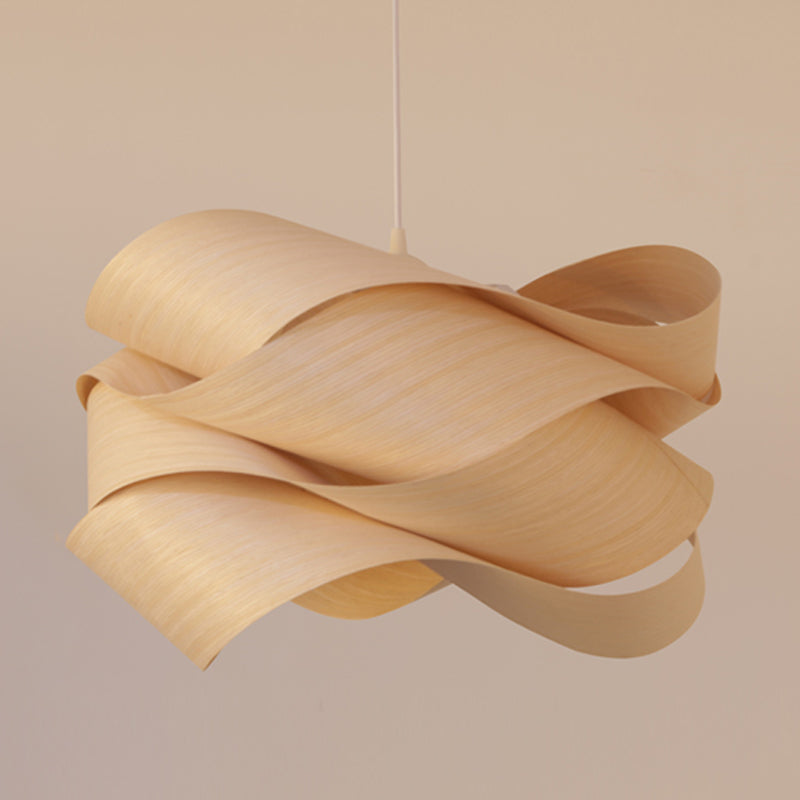 Wood Unique Shape Hanging Lights Modern Style 1 Head Hanging Mount Fixture for Restaurant