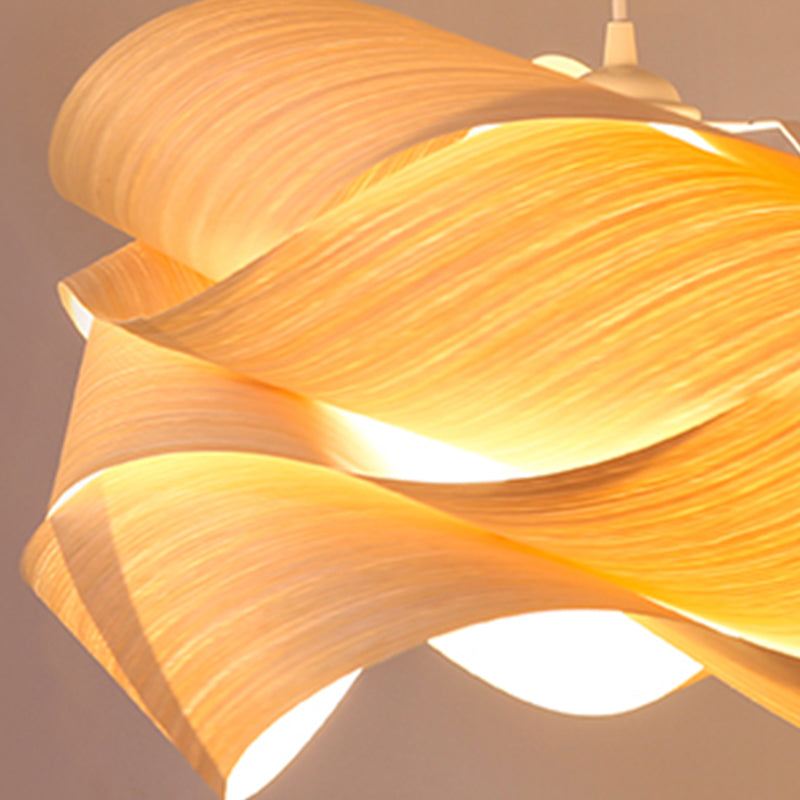Wood Unique Shape Hanging Lights Modern Style 1 Head Hanging Mount Fixture for Restaurant