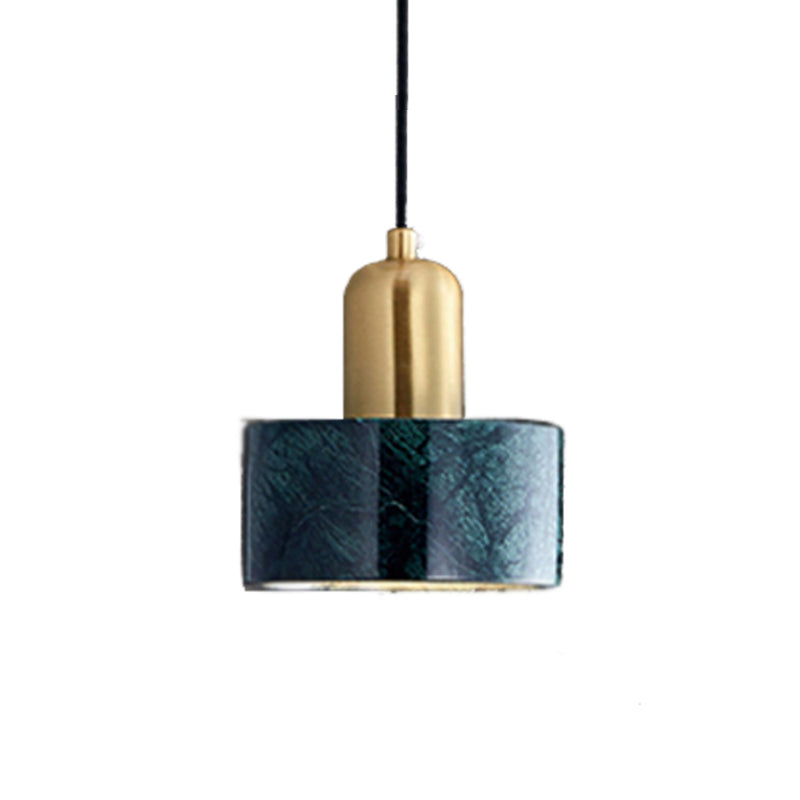 Marble Cylindrical Shape Hanging Lights Modern Style 1-Light Hanging Mount for Restaurant