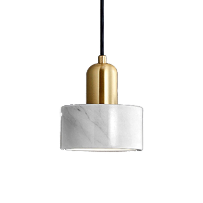 Marble Cylindrical Shape Hanging Lights Modern Style 1-Light Hanging Mount for Restaurant