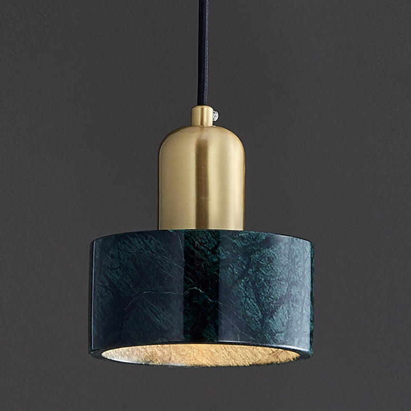 Marble Cylindrical Shape Hanging Lights Modern Style 1-Light Hanging Mount for Restaurant