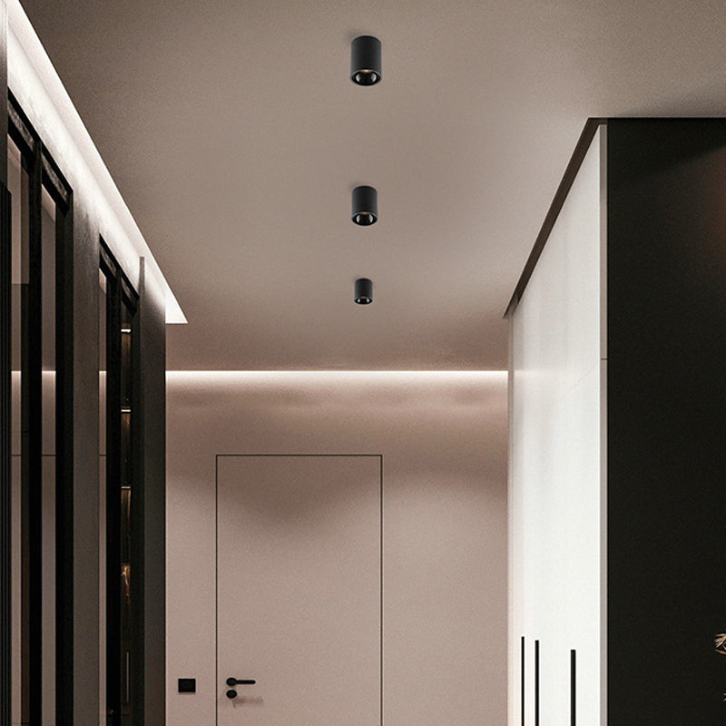 Plafonnier LED en aluminium de forme cylindrique, simplicité moderne, montage encastré pour couloir