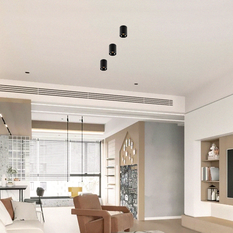 Plafonnier LED en aluminium de forme cylindrique, simplicité moderne, montage encastré pour couloir