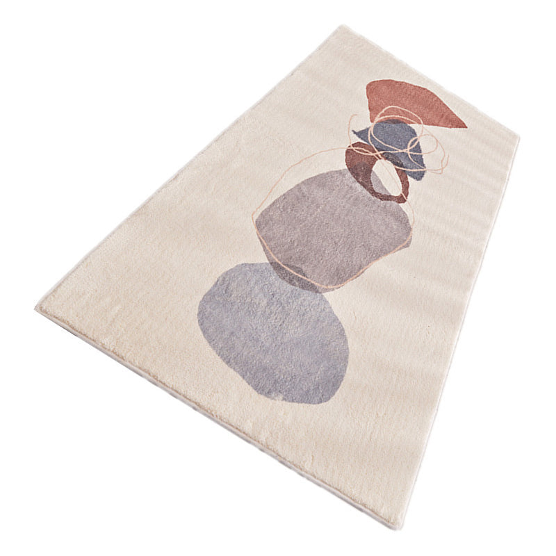 White Fish Area Carpet Polyester Modern Carpet Washable Carpet for Drawing Room