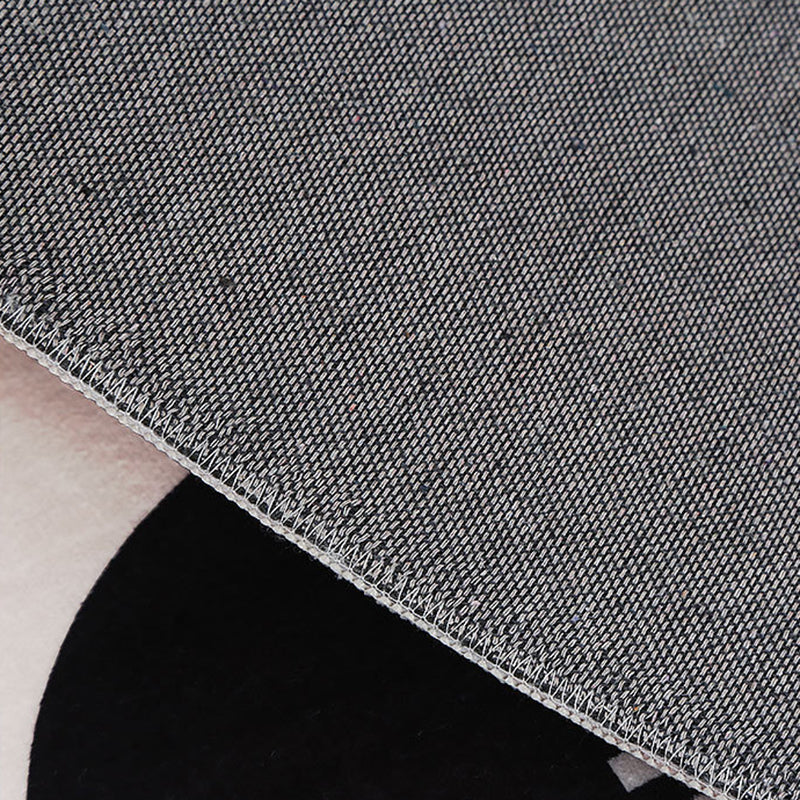 Black Semicircle Rug Polyester Casual Rug Non-Slip Backing Rug for Living Room