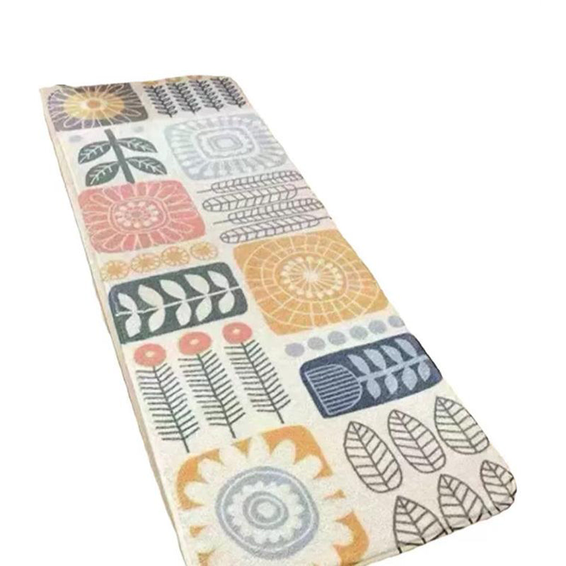 Orange Modern Rug Polyester Flower Rug Non-Slip Backing Area Rug for Home Decor
