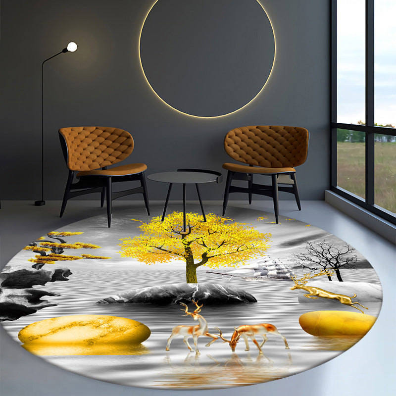 Orange Butterfly Rug Polyester Modern Rug Non-Slip Backing Rug for Drawing Room