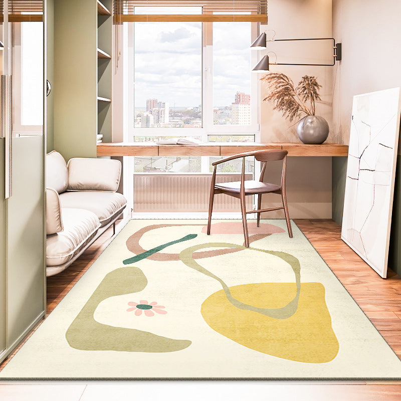 Light Green Color Lump Rug Polyester Simple Rug Washable Rug for Drawing Room
