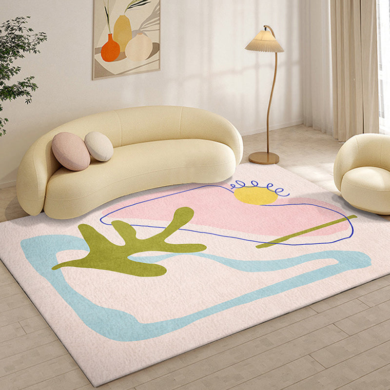 Light Green Color Lump Rug Polyester Simple Rug Washable Rug for Drawing Room