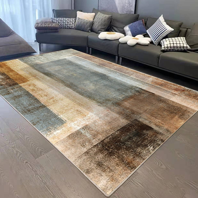 Brown Modern Rug Polyester Abstract Pattern Rug Rug Washable Rug for Living Room