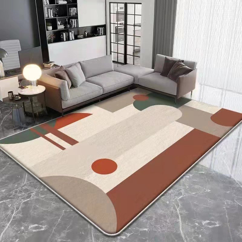 Dark Brown Casual Carpet Polyester Circle Carpet Washable Carpet for Living Room