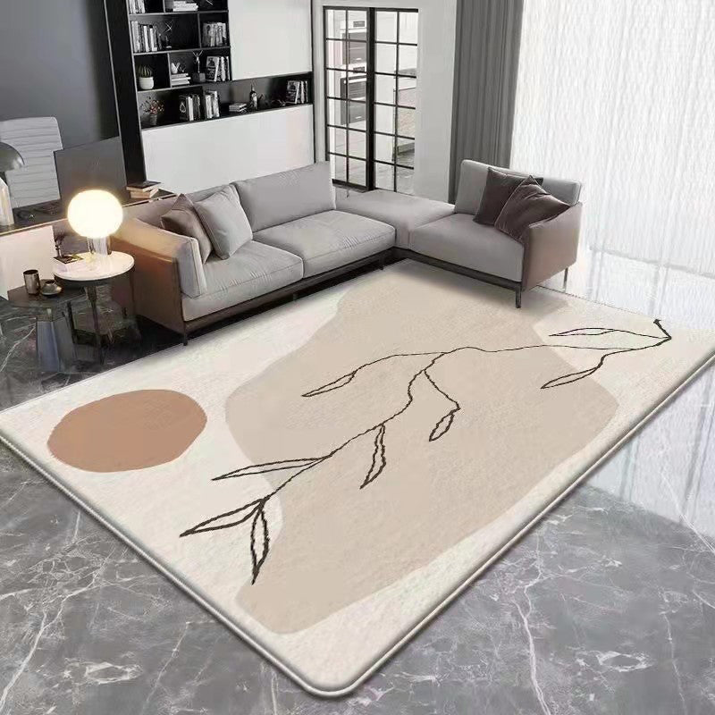 Dark Brown Casual Carpet Polyester Circle Carpet Washable Carpet for Living Room
