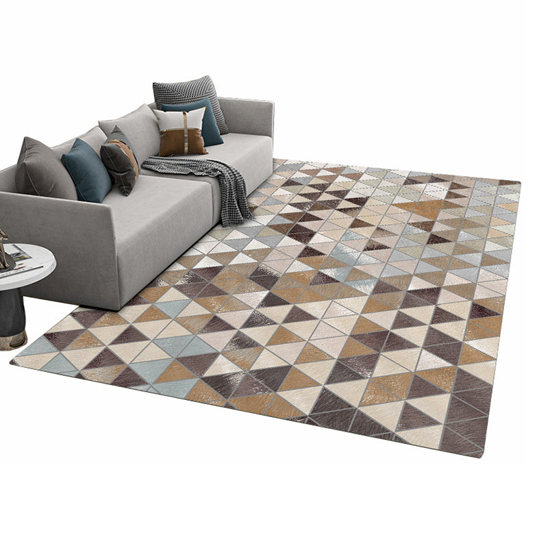 Brown Modern Carpet Polyester Geometry Carpet Washable Carpet for Home Decor