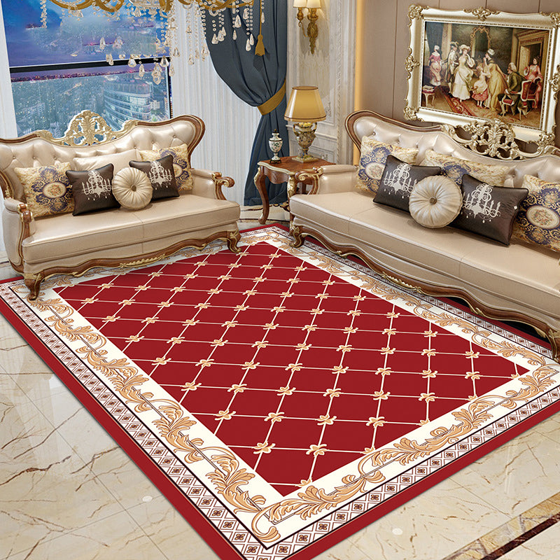 Navy Modern Rug Polyester Graphic Rug Non-Slip Backing Rug for Home Decoraion